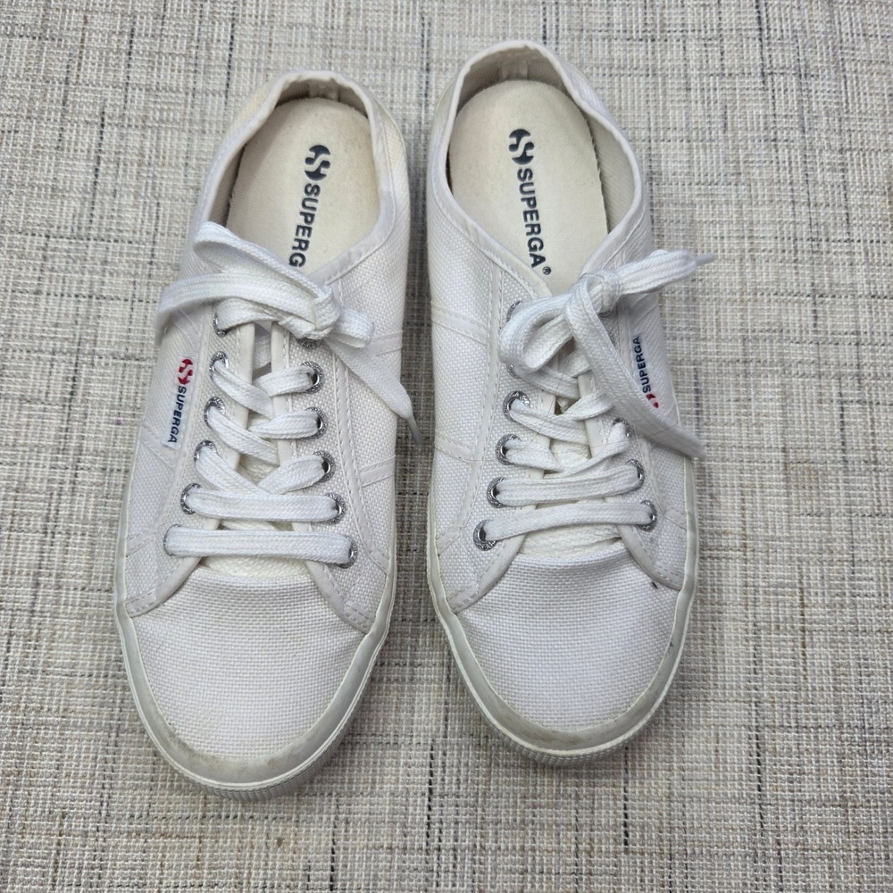 Superga 2750 Cotu Classic White Canvas Low Top Sneakers Womens 8.5 S00GJB0-901